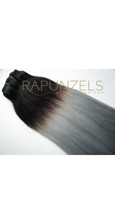 65 Gram 20" Hair Weave/Weft Colour #1B/Grey Dip Dye/Ombre (Half Head)